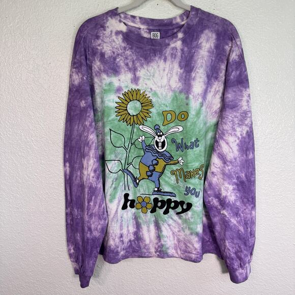 BDG Urban Outfitters Shirt Mens Medium Tie Dye Do What Makes You Happy Bunny Tee - Picture 1 of 9